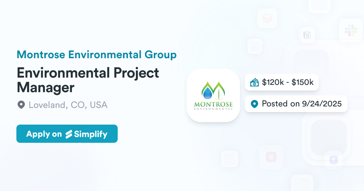 Environment Project Manager Environmental Project Manager @ Montrose Environmental Group | Simplify ...