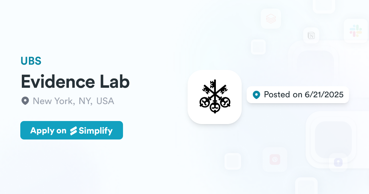 Evidence Job Evidence Lab @ UBS | Simplify Jobs