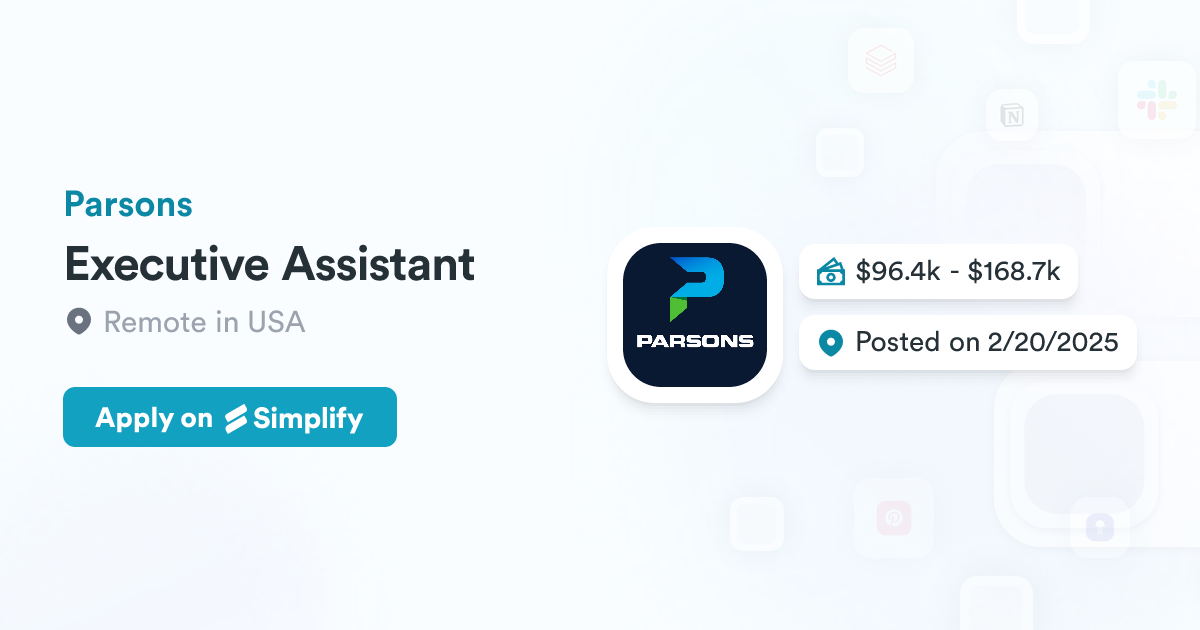 Parson Job Executive Assistant @ Parsons | Simplify Jobs