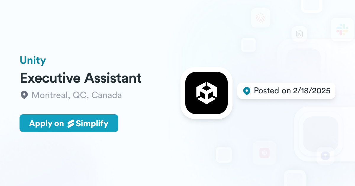 Executive Assistant @ Unity | Simplify Jobs