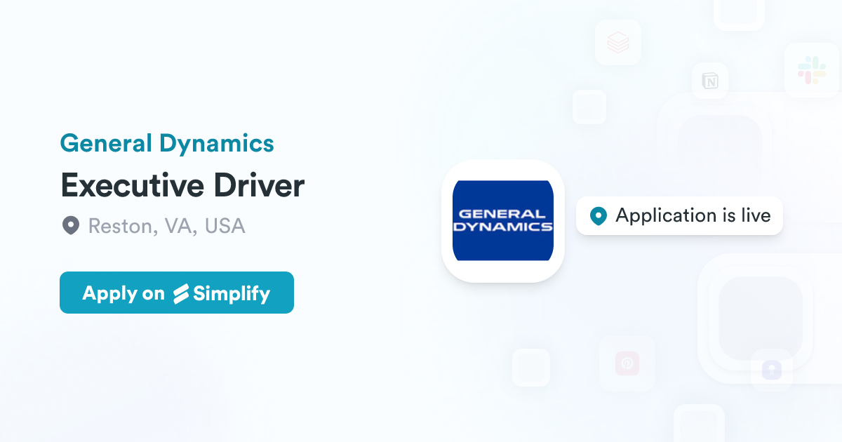 General Dynamics Rascal Executive Driver @ General Dynamics | Simplify Jobs