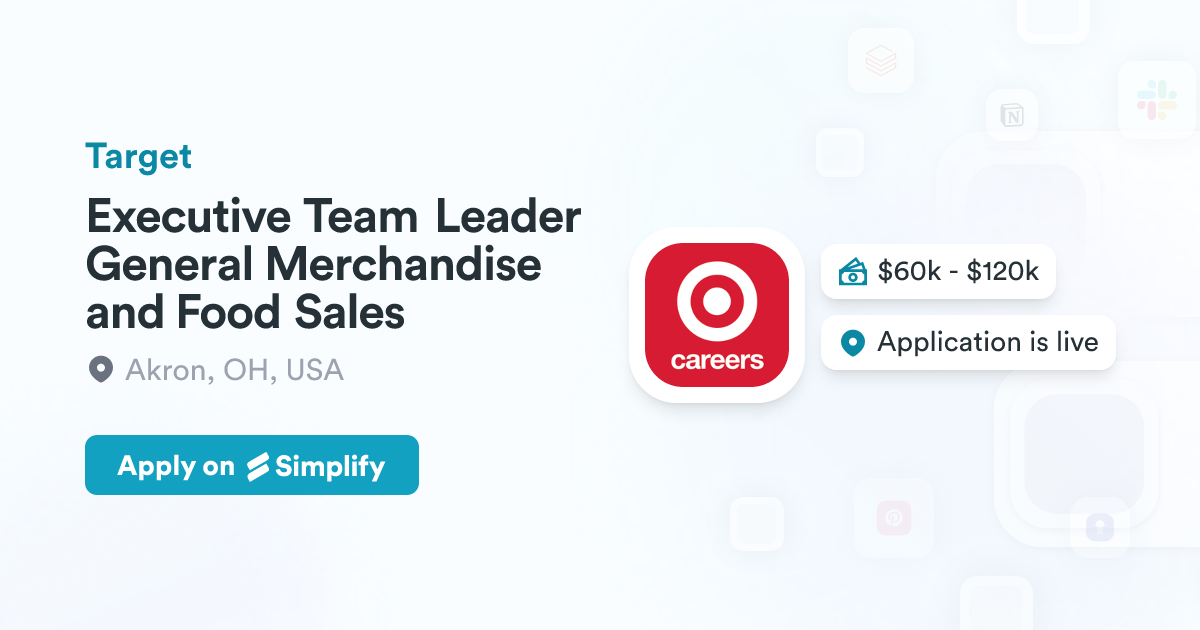 Executive Team Leader General Merchandise and Food Sales @ Target ...