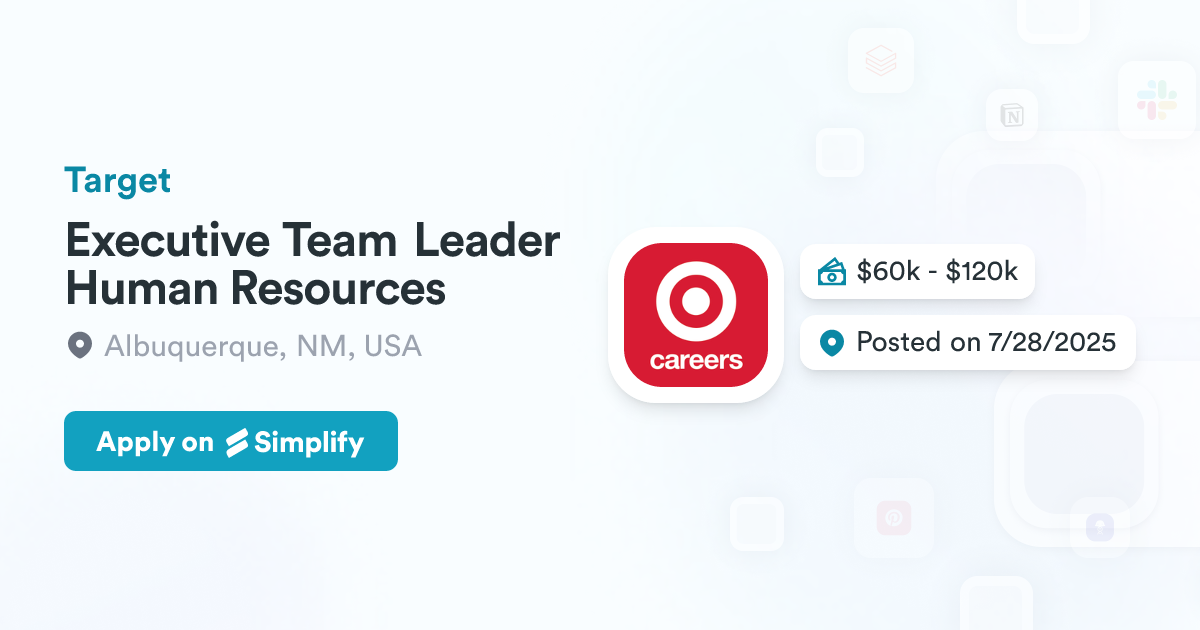 Target Team Members Executive Team Leader Human Resources @ Target | Simplify Jobs