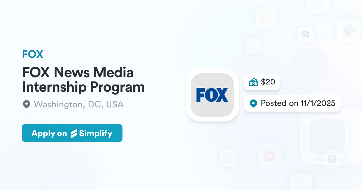 Fox Occupation FOX News Media Internship Program @ FOX | Simplify Jobs