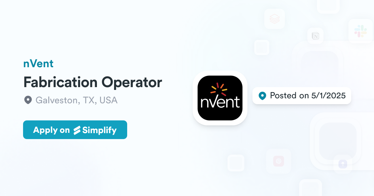 Fabrication Operator @ nVent | Simplify Jobs