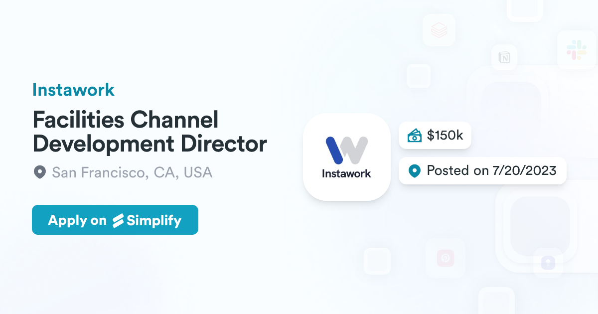 Channel Development Associate Facilities Channel Development Director @ Instawork | Simplify Jobs