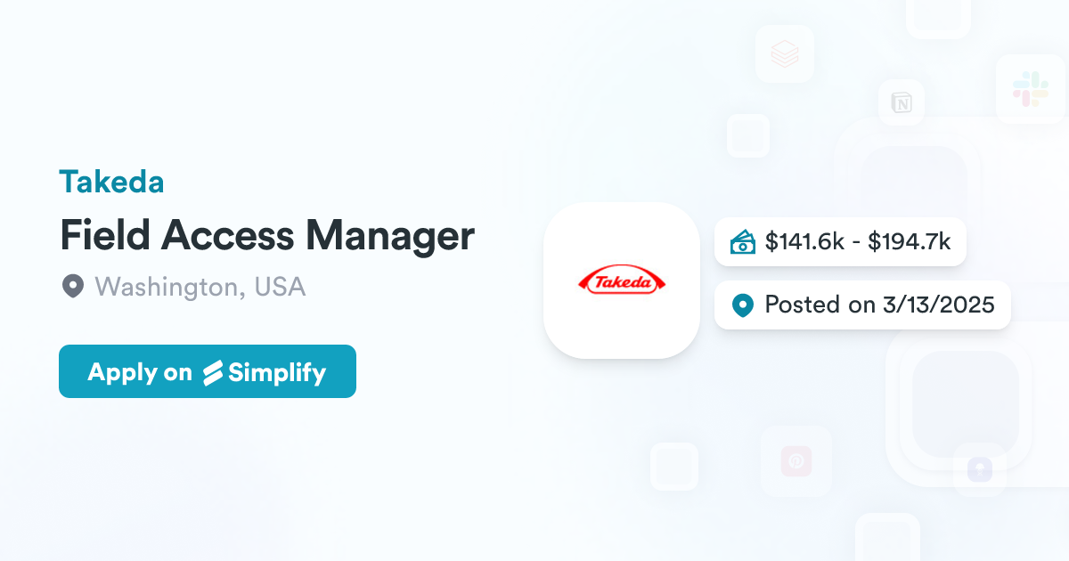Fieldaccess Field Access Manager @ Takeda | Simplify Jobs