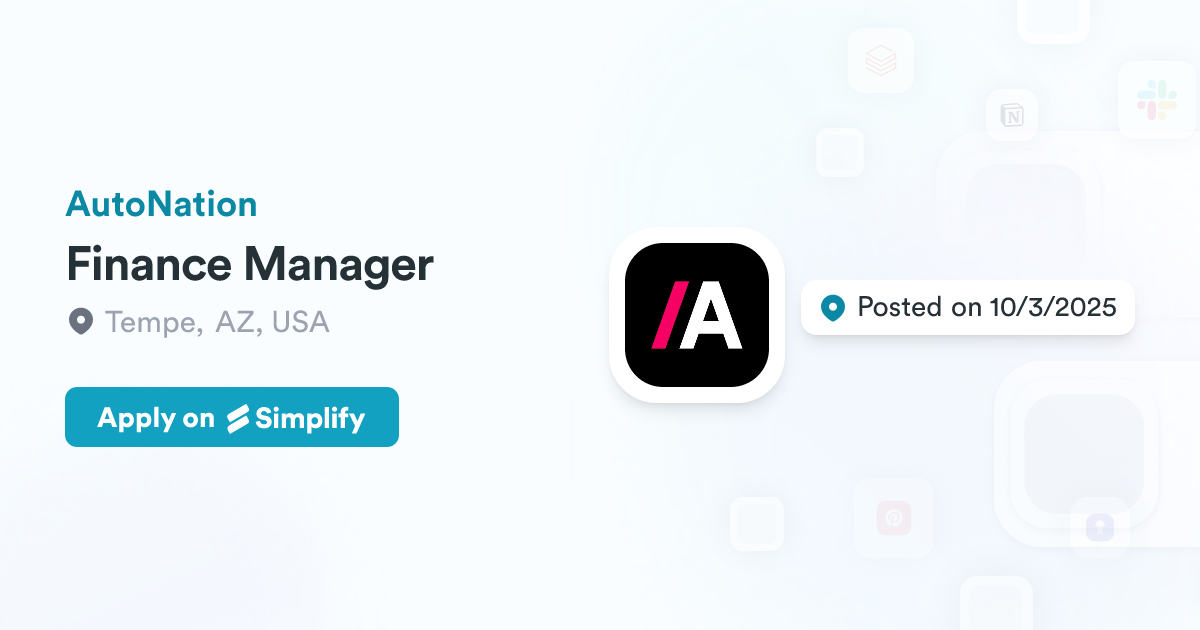Autonation Finance Menu.pdf Finance Manager @ AutoNation | Simplify Jobs