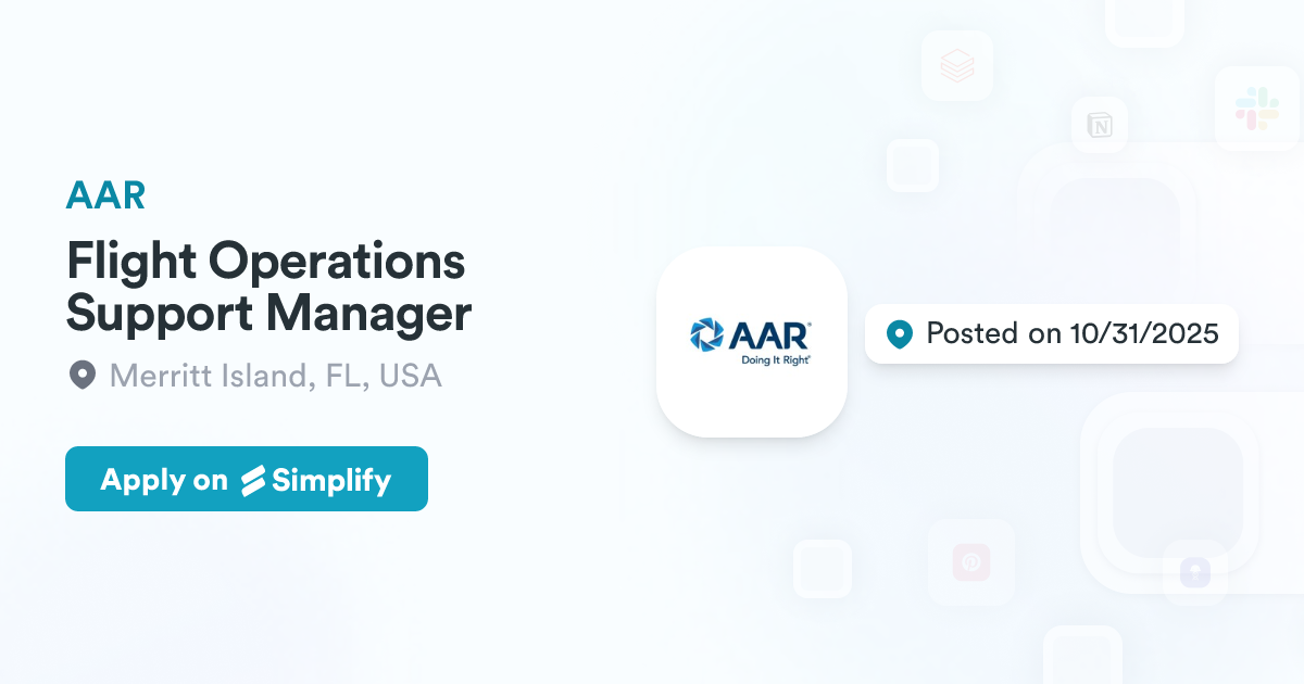 Flight Operations Support Manager @ AAR | Simplify Jobs