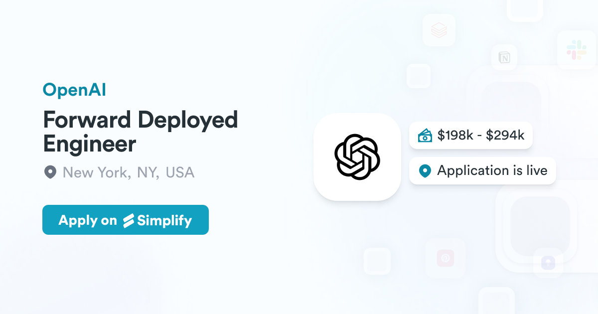 OpenAI Forward Deployed Engineer(Healthcare):NYC 端到端 regulated deployment