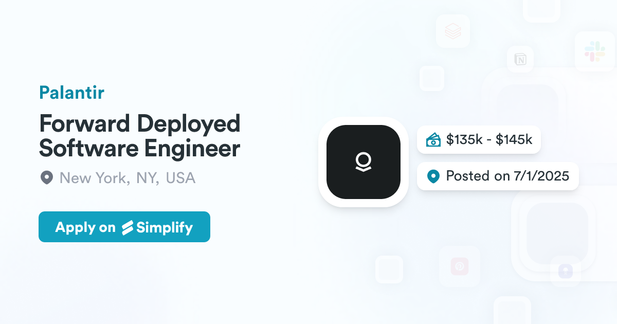 Forward Deployed Software Engineer @ Palantir | Simplify Jobs