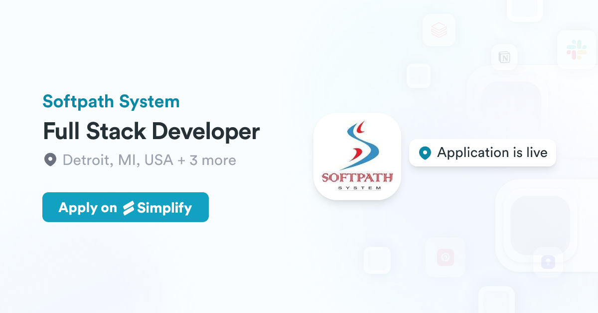 Softpath Address Full Stack Developer @ Softpath System | Simplify Jobs
