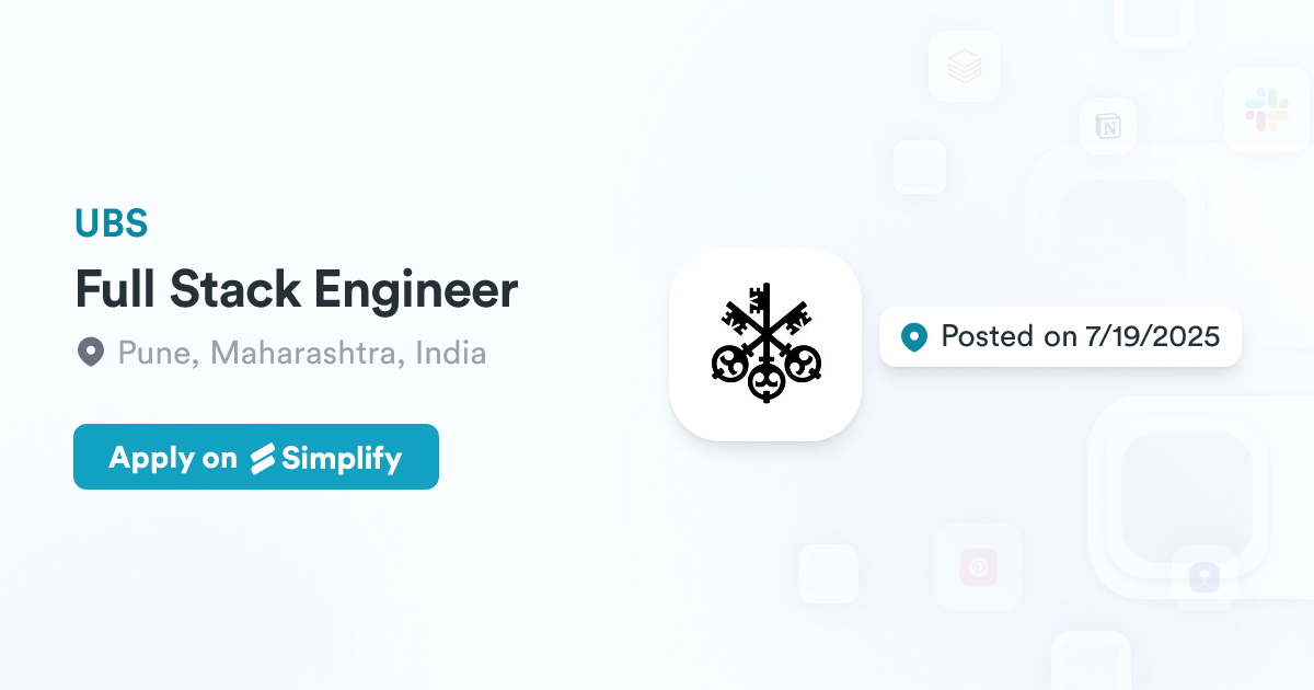 Full Stack Engineer @ UBS | Simplify Jobs