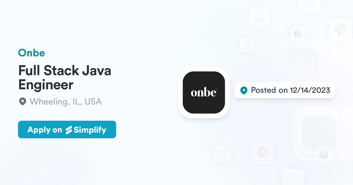Full Stack Java Engineer @ Onbe | Simplify Jobs