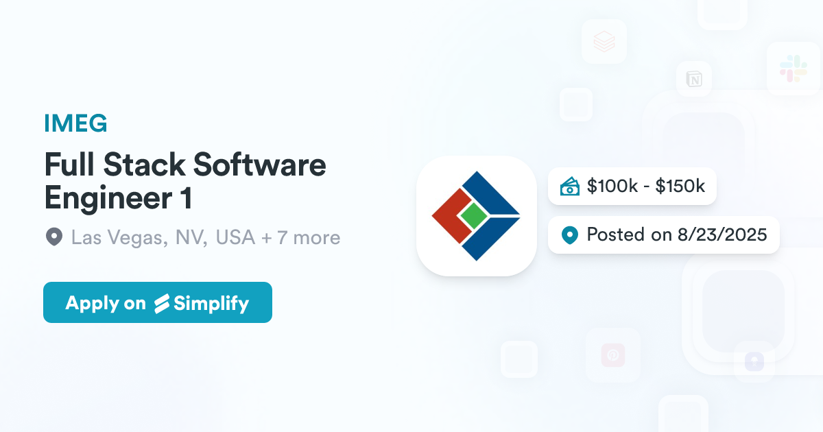 Full Stack Software Engineer 1 @ IMEG | Simplify Jobs