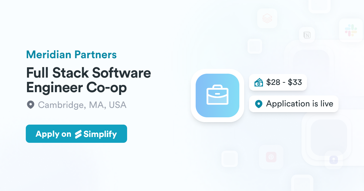 Full Stack Software Engineer Co-op @ Meridian Partners | Simplify Jobs