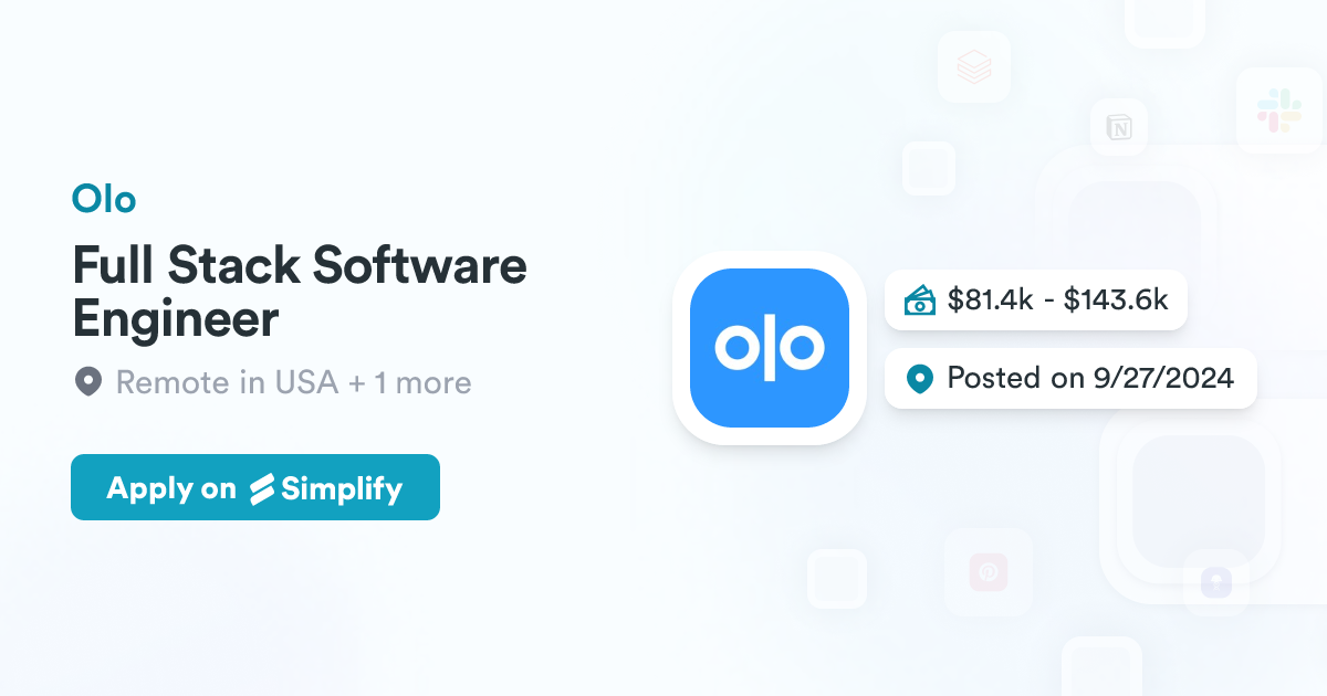 Full Stack Software Engineer @ Olo | Simplify Jobs