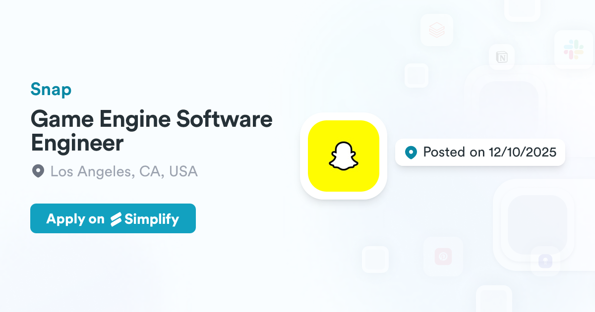 Engie Software Game Engine Software Engineer @ Snap | Simplify Jobs