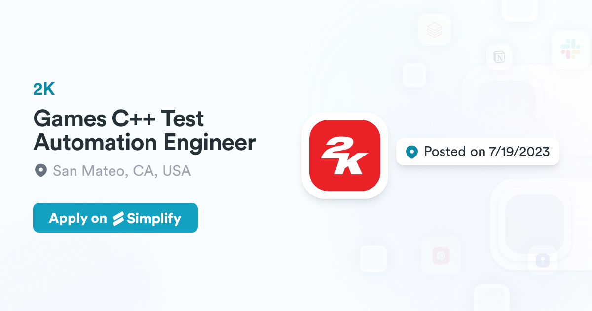 Games C++ Test Automation Engineer @ 2K | Simplify Jobs