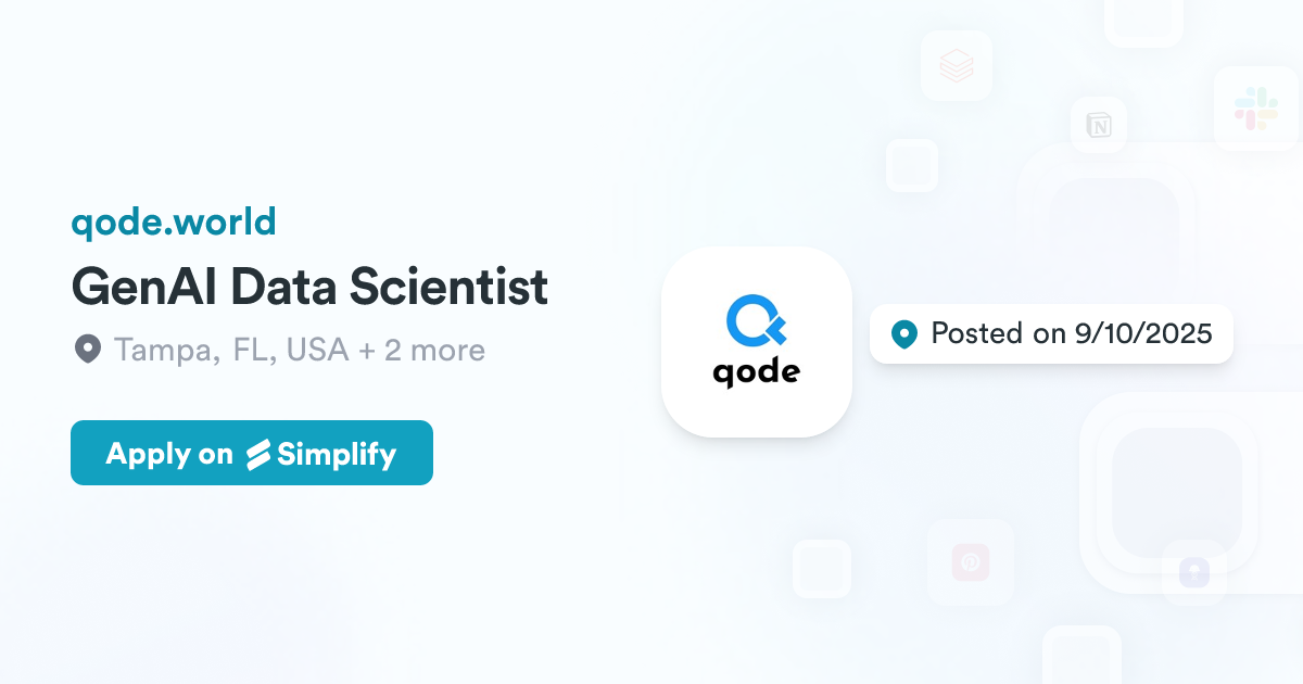 GenAI Data Scientist @ qode.world | Simplify Jobs