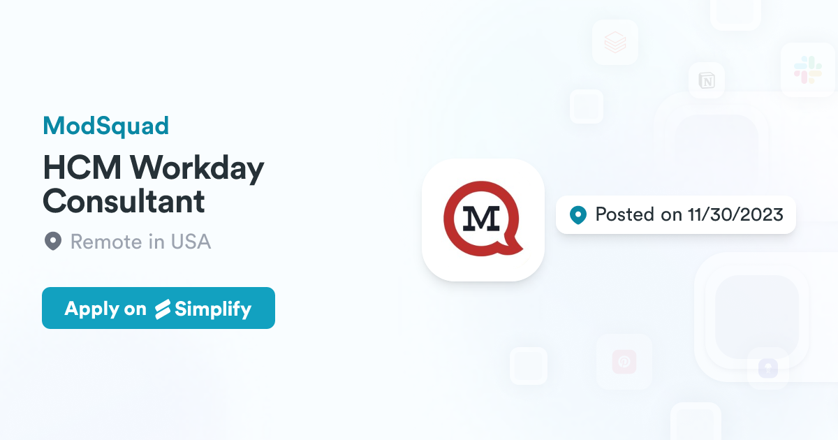 HCM Workday Consultant @ ModSquad | Simplify Jobs