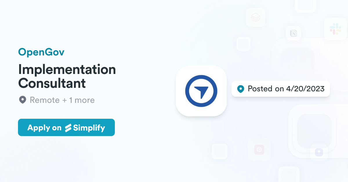 Opengov Project Management Software Implementation Consultant @ OpenGov | Simplify Jobs