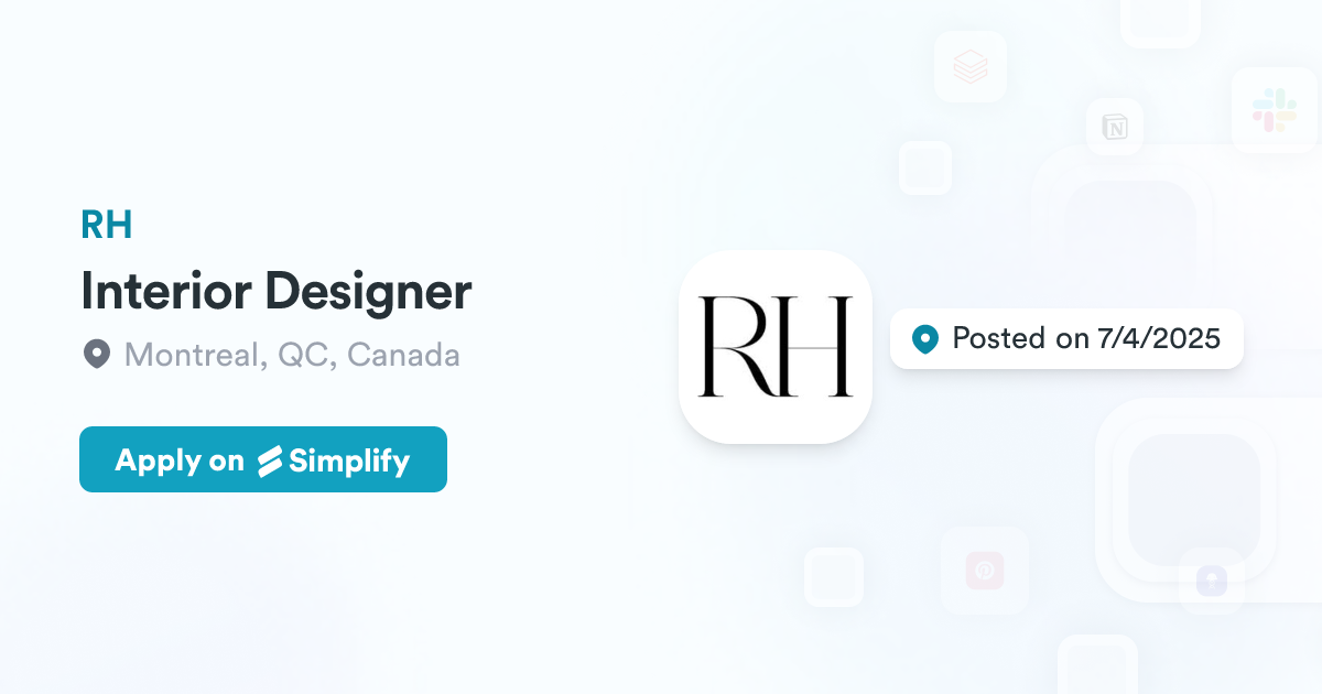 Interior Designer @ RH | Simplify Jobs
