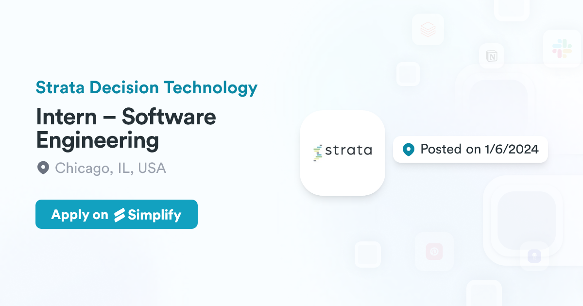 Intern – Software Engineering @ Strata Decision Technology | Simplify Jobs