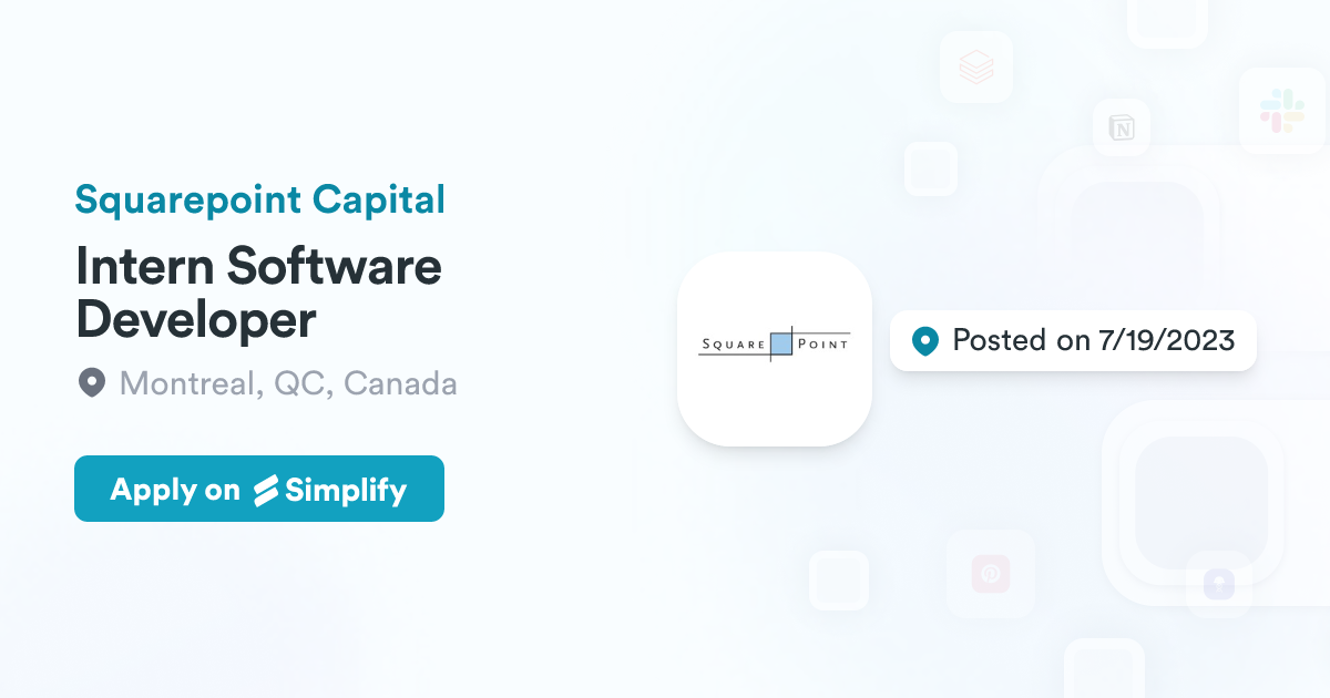 Intern Software Developer @ Squarepoint Capital | Simplify Jobs
