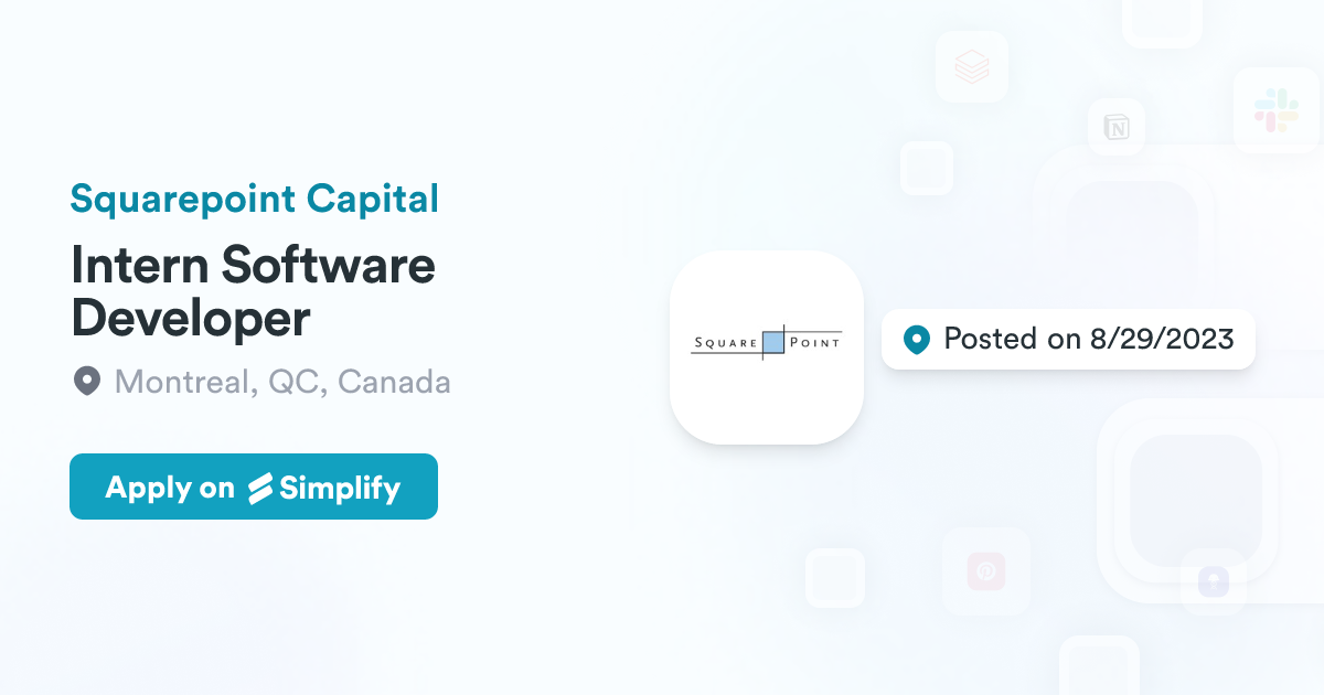 Intern Software Developer @ Squarepoint Capital | Simplify Jobs