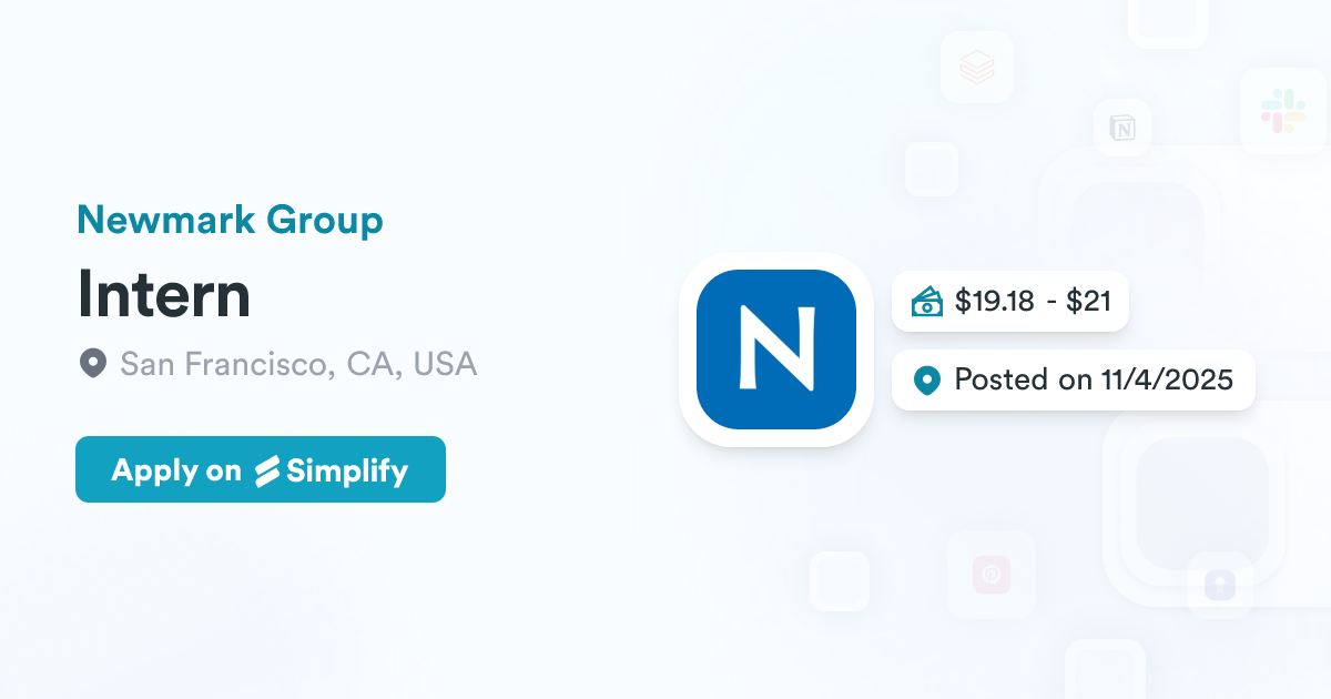 Newmark Logo Intern @ Newmark Group | Simplify Jobs