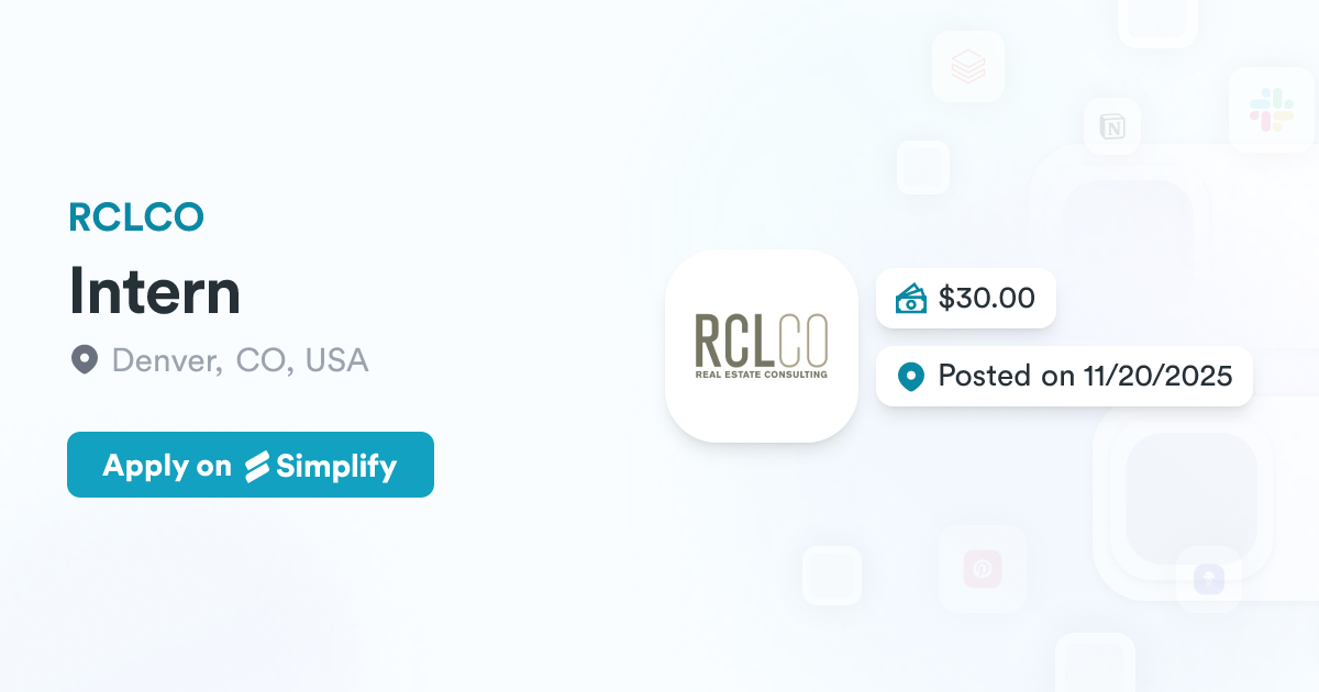 Steve Deck Rclco Intern @ RCLCO | Simplify Jobs