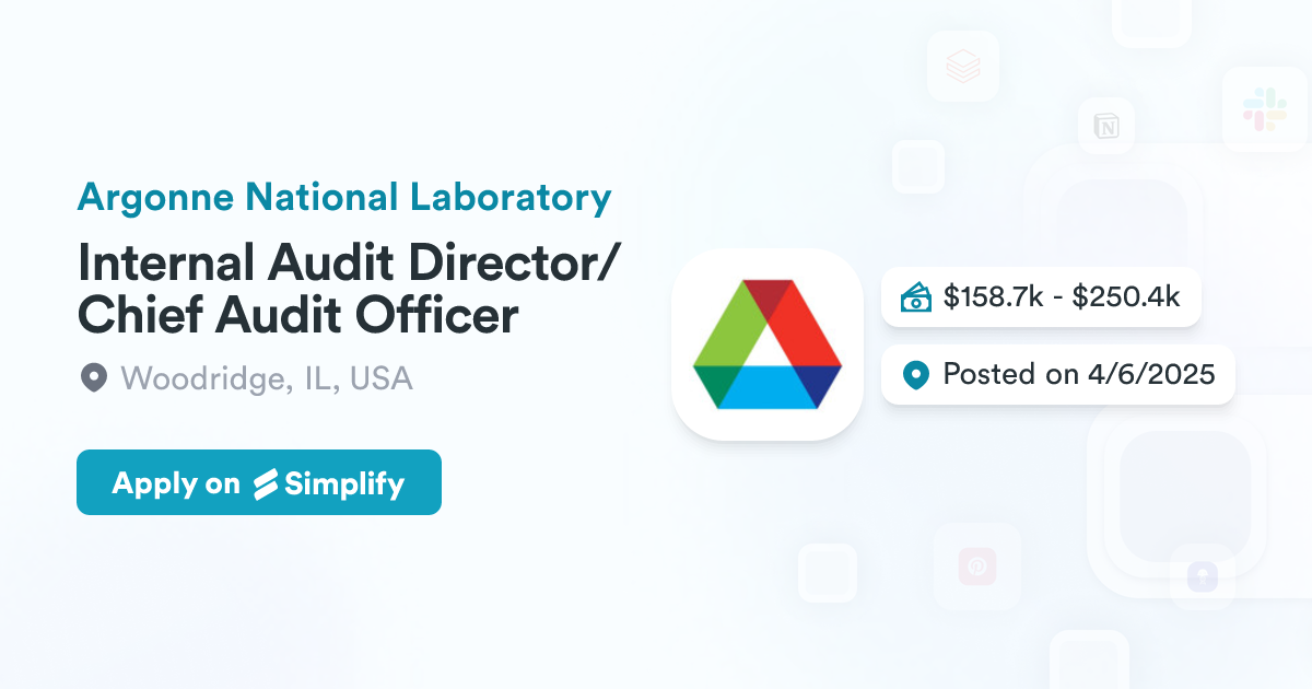 Site Director Lab Internal Audit Director/Chief Audit Officer @ Argonne National ...