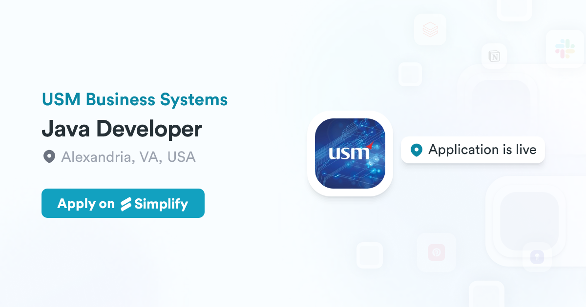 Java In Usa Java Developer @ USM Business Systems | Simplify Jobs
