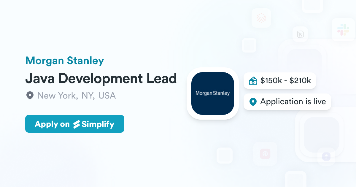 Java Development Lead @ Morgan Stanley | Simplify Jobs