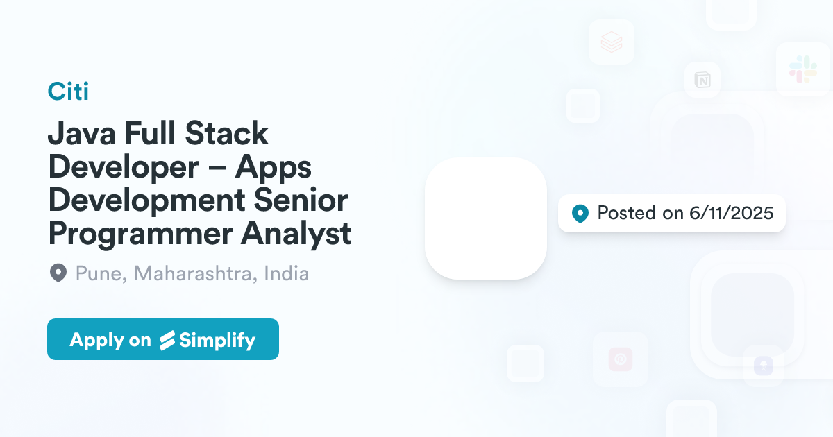 Java Full Stack Developer – Apps Development Senior Programmer Analyst ...