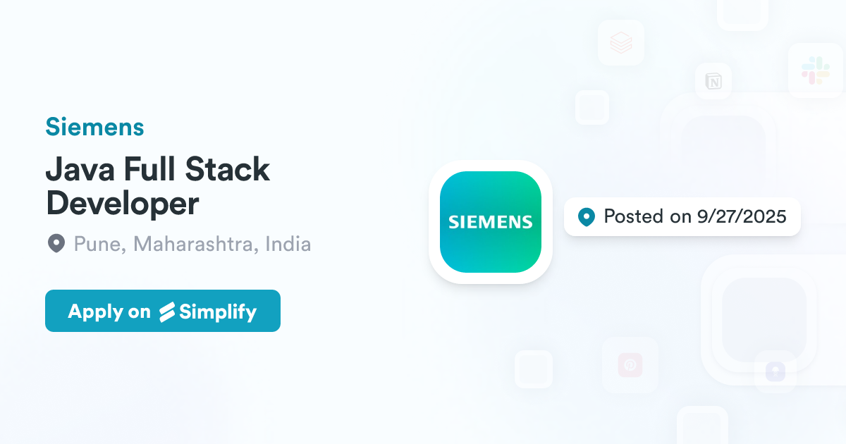 Java Full Stack Developer @ Siemens | Simplify Jobs