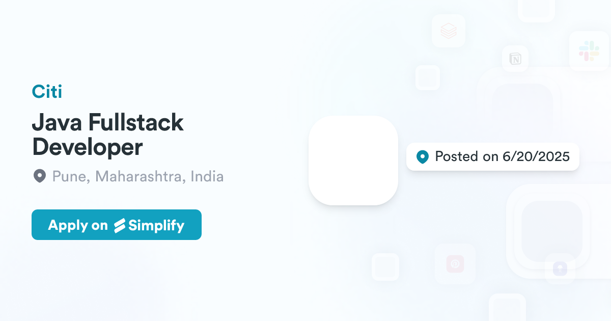 Java Fullstack Developer @ Citi | Simplify Jobs