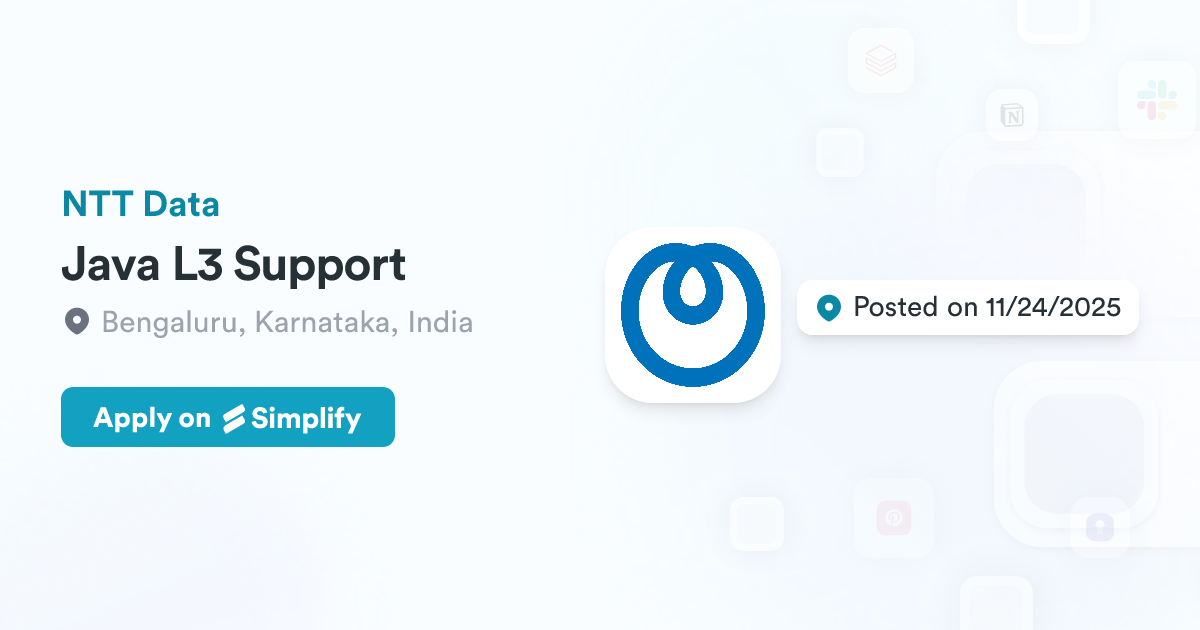 Java L3 Support @ NTT Data | Simplify Jobs