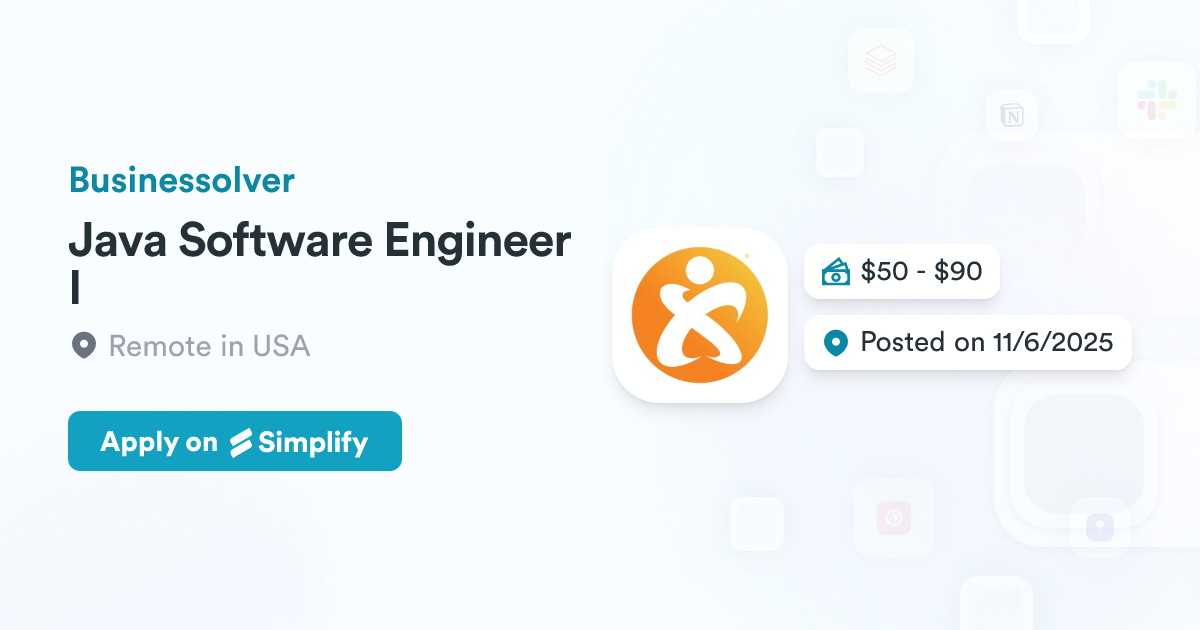 Java Software Engineer I @ Businessolver | Simplify Jobs