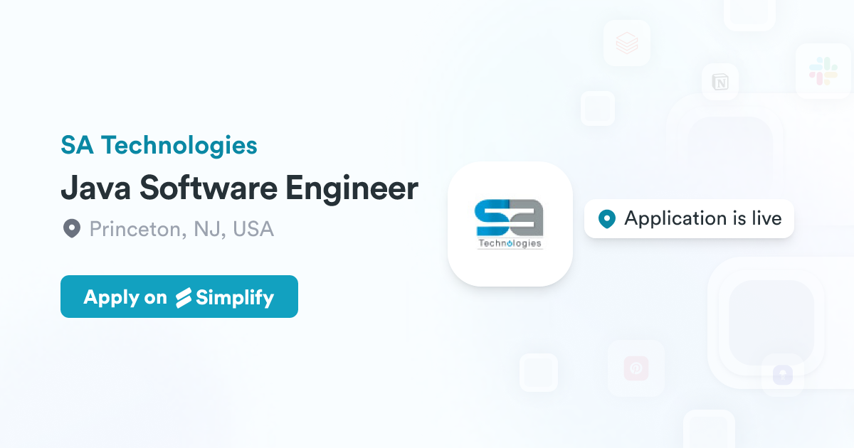 Java Software Engineer @ SA Technologies | Simplify Jobs