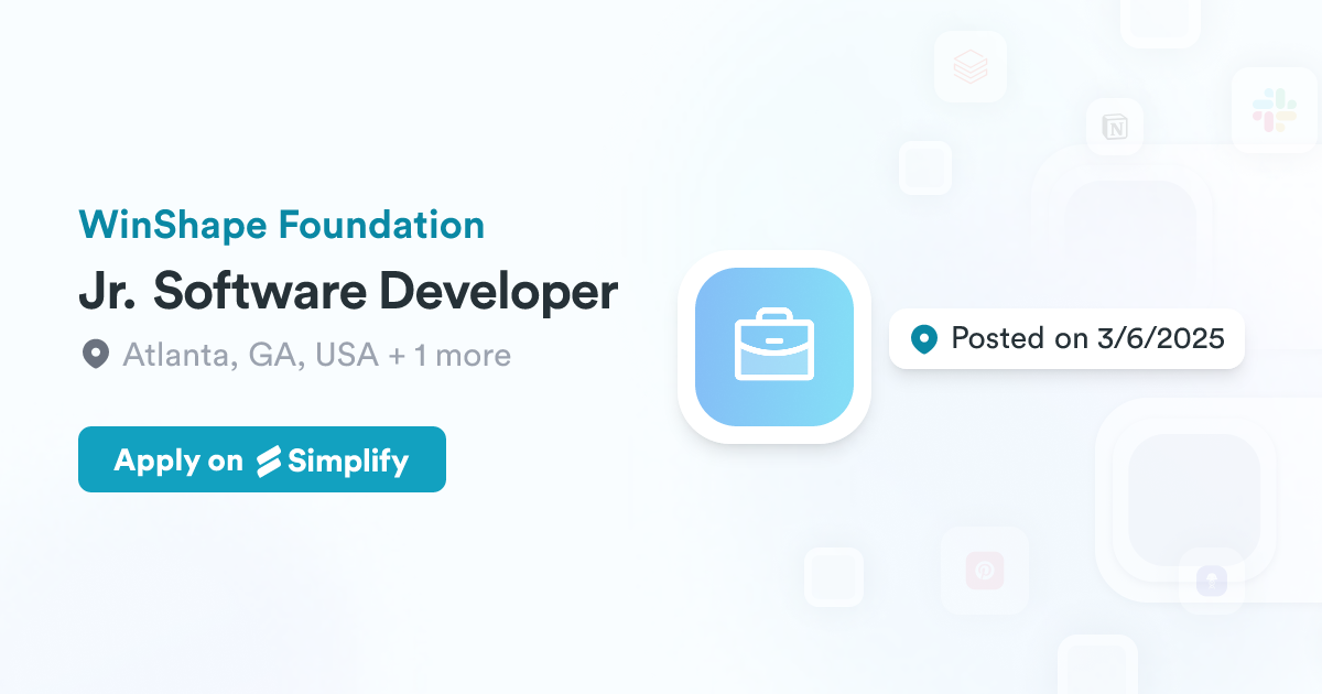 Jr. Software Developer @ WinShape Foundation | Simplify Jobs
