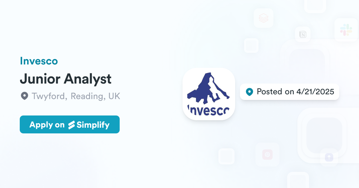 Junior Analyst @ Invesco | Simplify Jobs