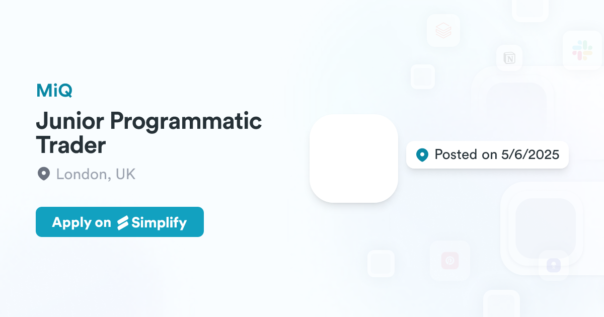 Junior Programmatic Trader @ MiQ | Simplify Jobs