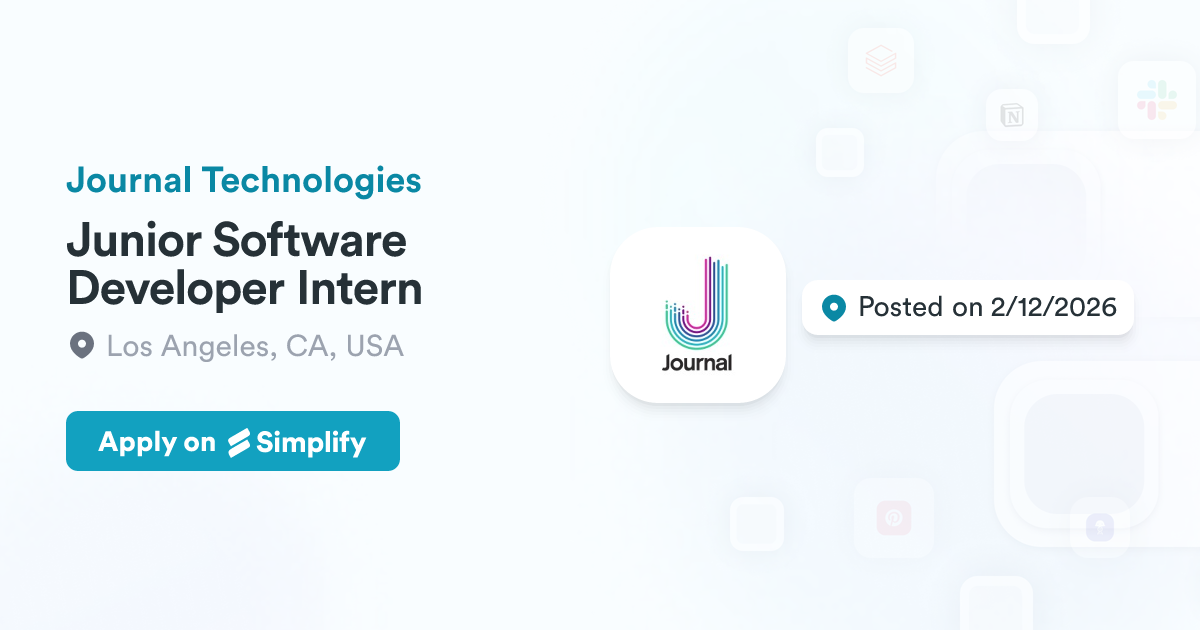 Juniour Software Developer Junior Software Developer Intern @ Journal Technologies | Simplify Jobs