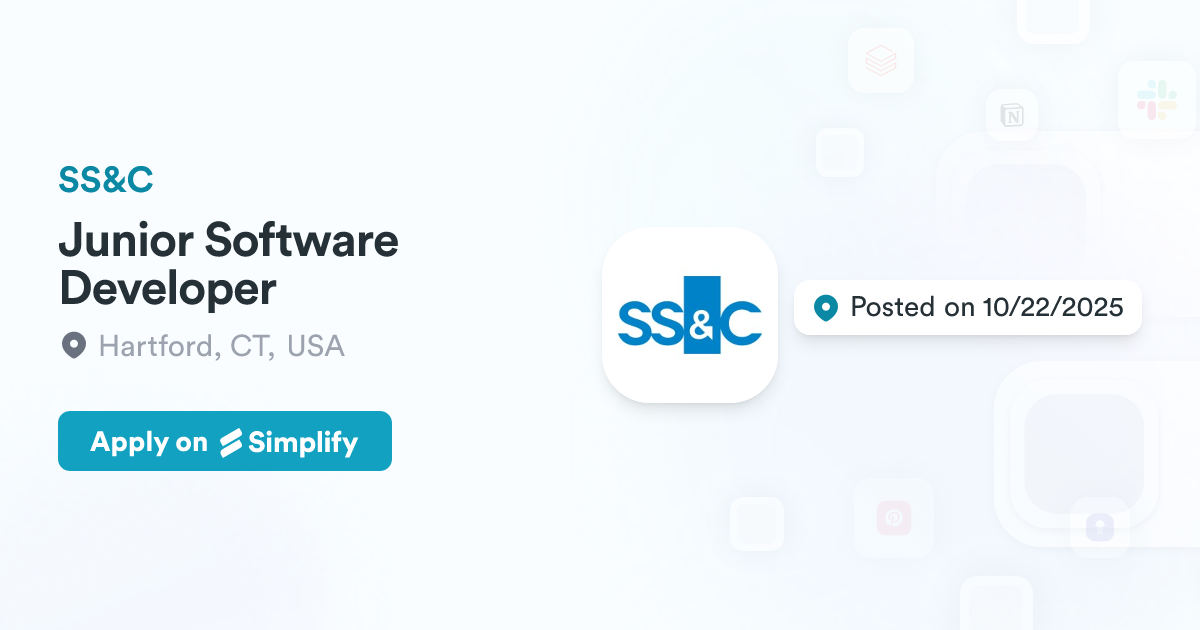 Junior Software Developer @ SS&C | Simplify Jobs