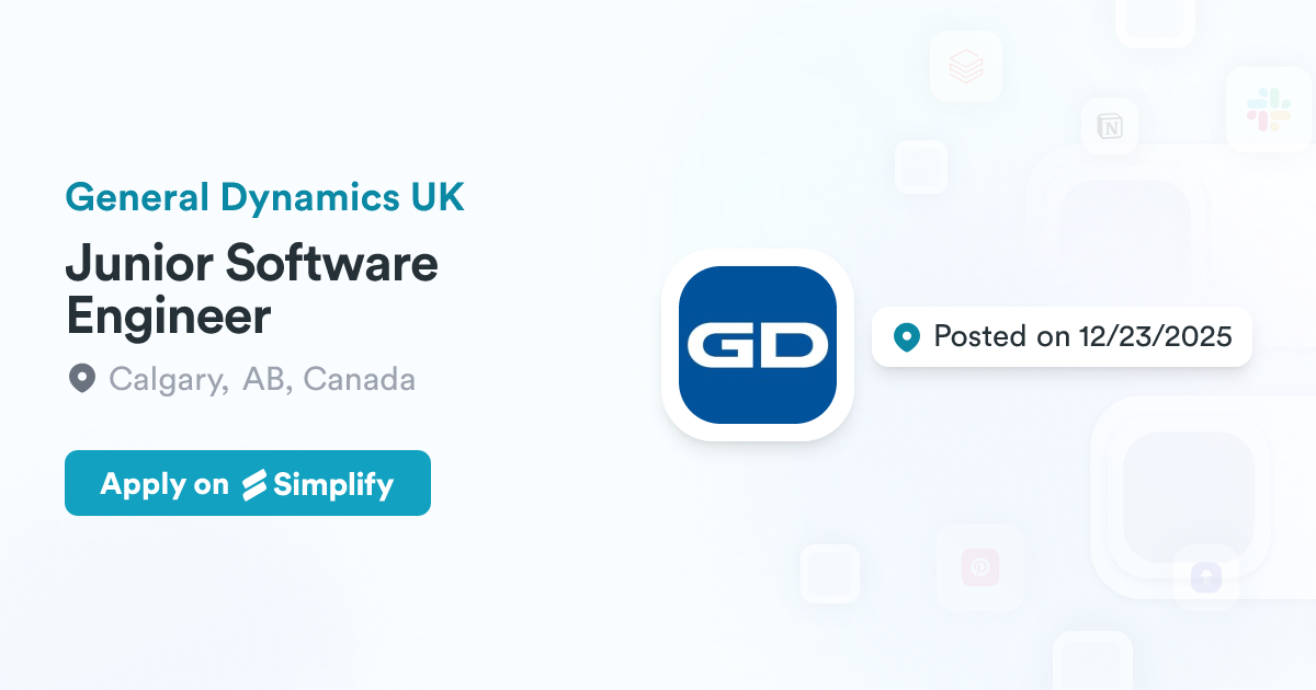 Junior Software Engineer @ General Dynamics UK | Simplify Jobs