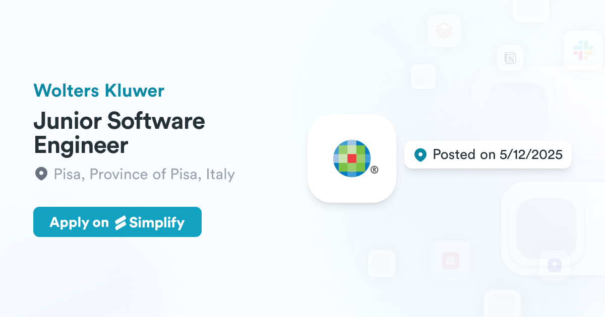 Junior Software Engineer @ Wolters Kluwer | Simplify Jobs