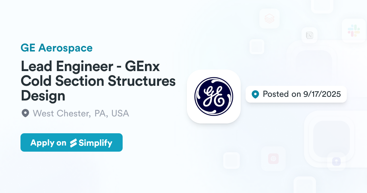 Target Cold Section Lead Engineer - GEnx Cold Section Structures Design @ GE Aerospace ...