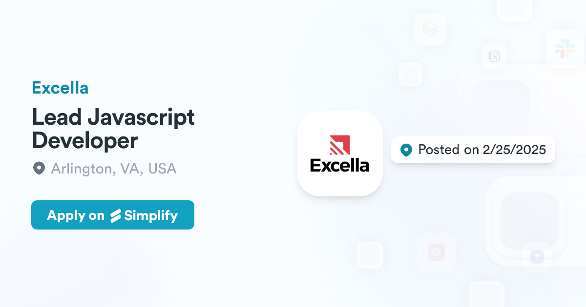 Javascript Leads Lead Javascript Developer @ Excella | Simplify Jobs